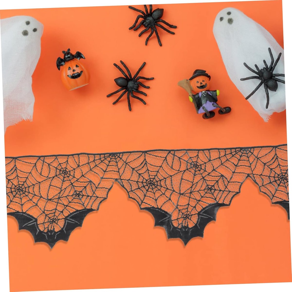 Tafelkleed Decoratie - Kant Kleed - Halloween Feest - Spinnenweb Patroon - 150x36cm - Zwart
