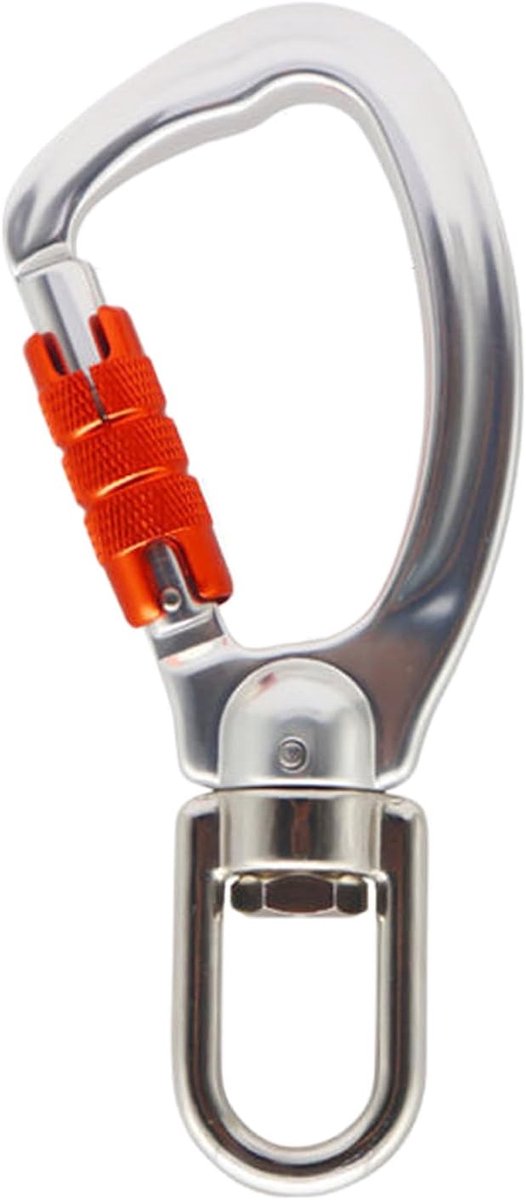 Aluminium D-ring - Bevestigingsclip - Outdoor uitrusting - Robuuste vergrendeling - 35 KN breeksterkte - Oranje