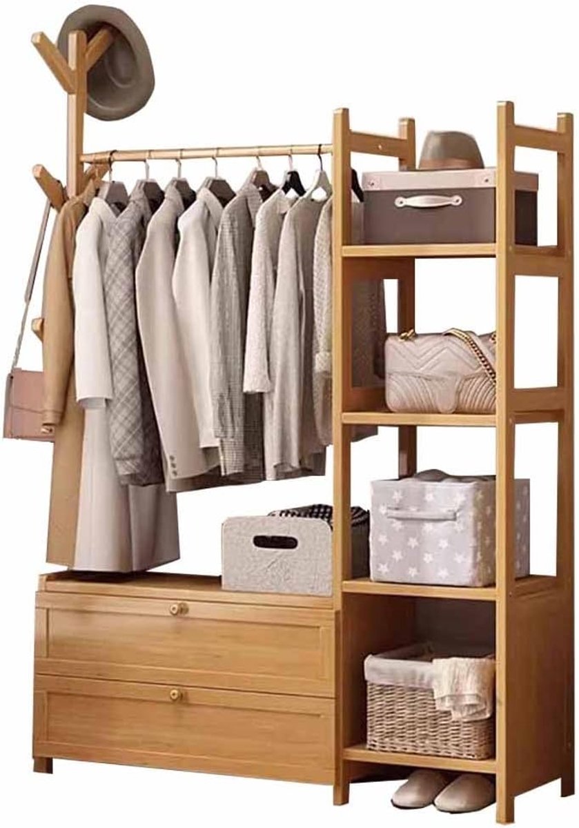 Houten Kapstok - Halboom Schoenenrek - Hal Organisatie - Met Schoenopslag - 100CM Breed -