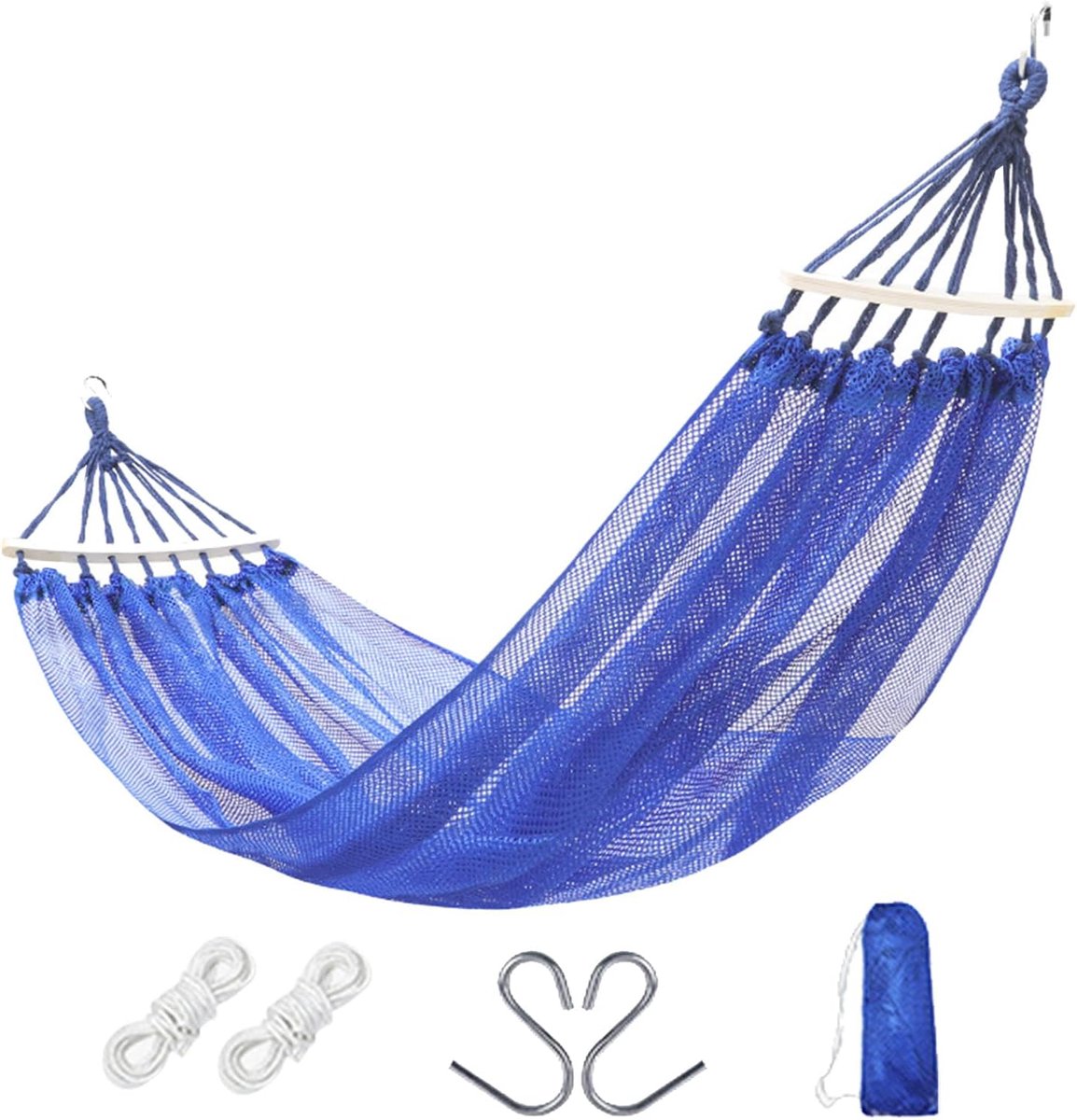 Zijden Hangmat Bed - Koel Schommelbed - Buiten Ontspannen - Gelijkmatige Gewichtverdeling - 200 x 130 cm - Saffier Blauw