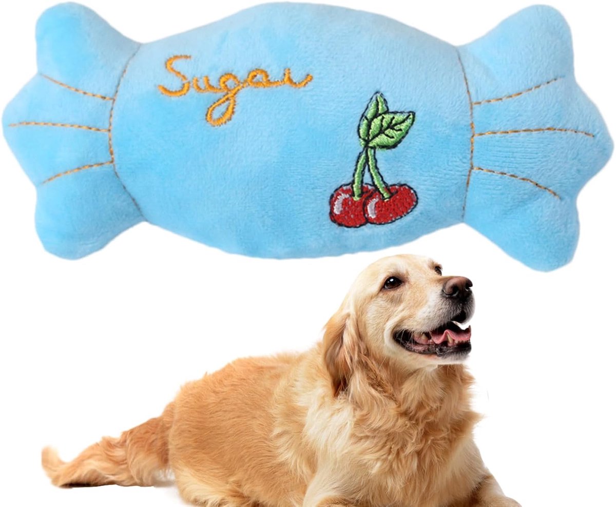 Honden Speelgoed - Zacht Knuffel - Interactief Spel - Ingebouwde Pieper - 18x7cm - Blauw
