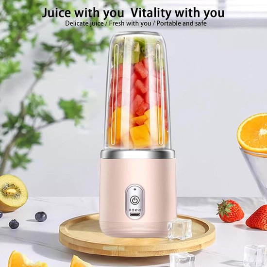 Draagbare Blender - Sapmixer Hakmolen - Smoothies Maken - Multifunctioneel Elektrisch - 10D x 10B x 10H mm - Roze — afbeelding 2
