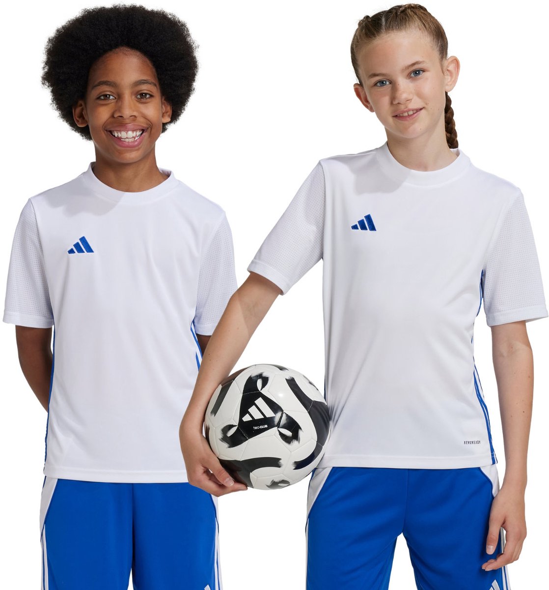 adidas T-shirt Kinderen Tabela 23 Jersey Wit-Blauw - Maat 176cm