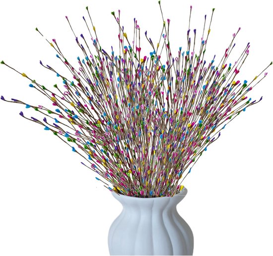 100 Branches de Pâques Branches Artificielles Pastel 60cm, Branches de Pâques Flexibles avec Baies pour Décoration de Pâques, Couronne DIY Pièce Centrale Vase Composition Florale, Ensemble Robuste de Branches de Pâques