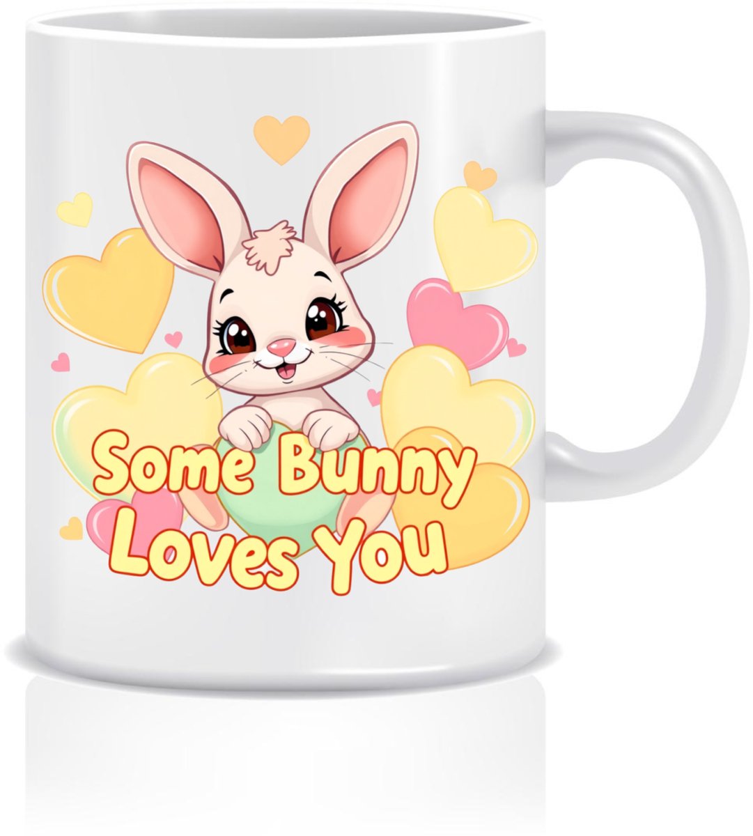 Schattige Mok 'Some Bunny Loves You' - 330ml met Bunny en Hartjes