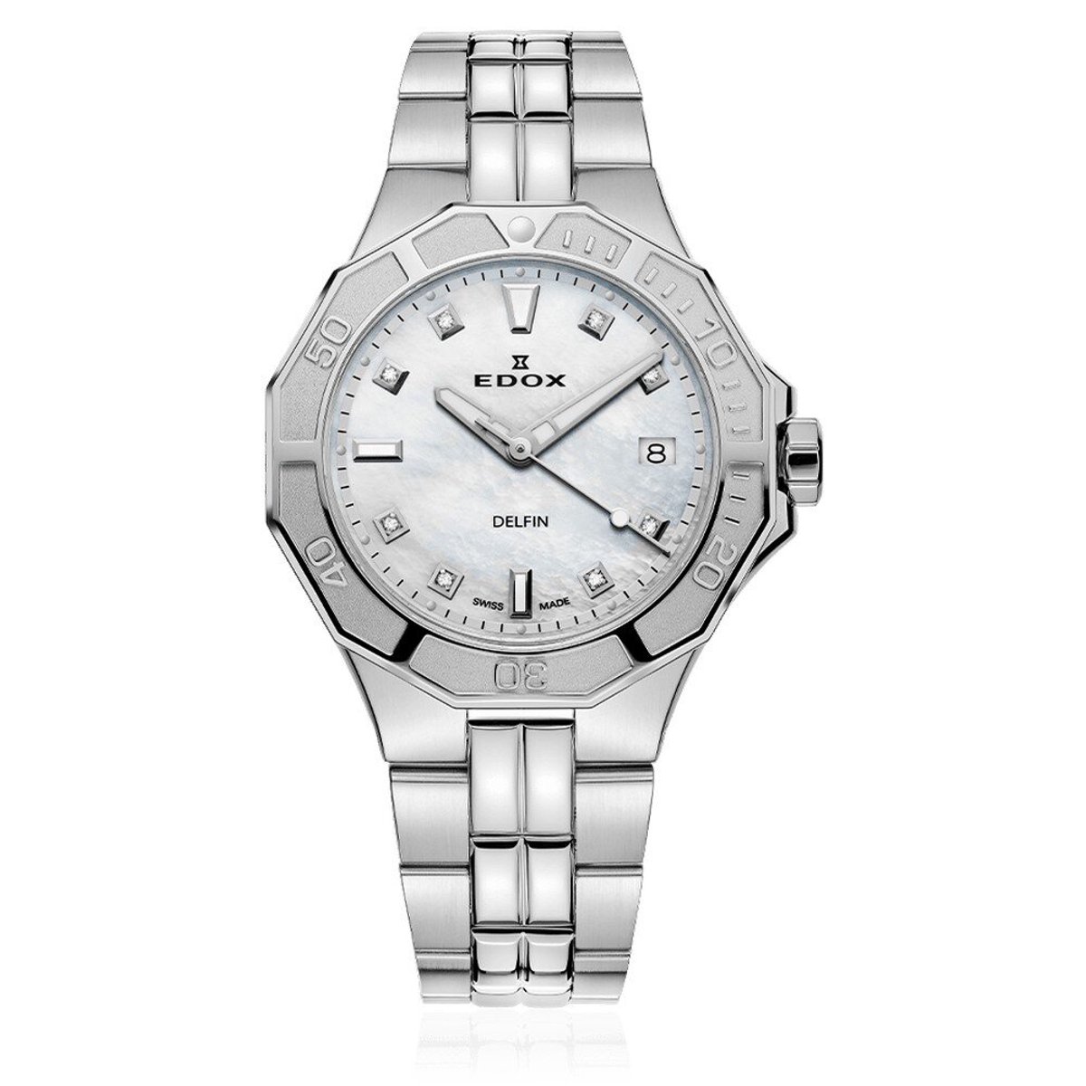 EDOX Delfin The Original Diver Lady Diamonds 53020-3M-NADN vrouwen horloge