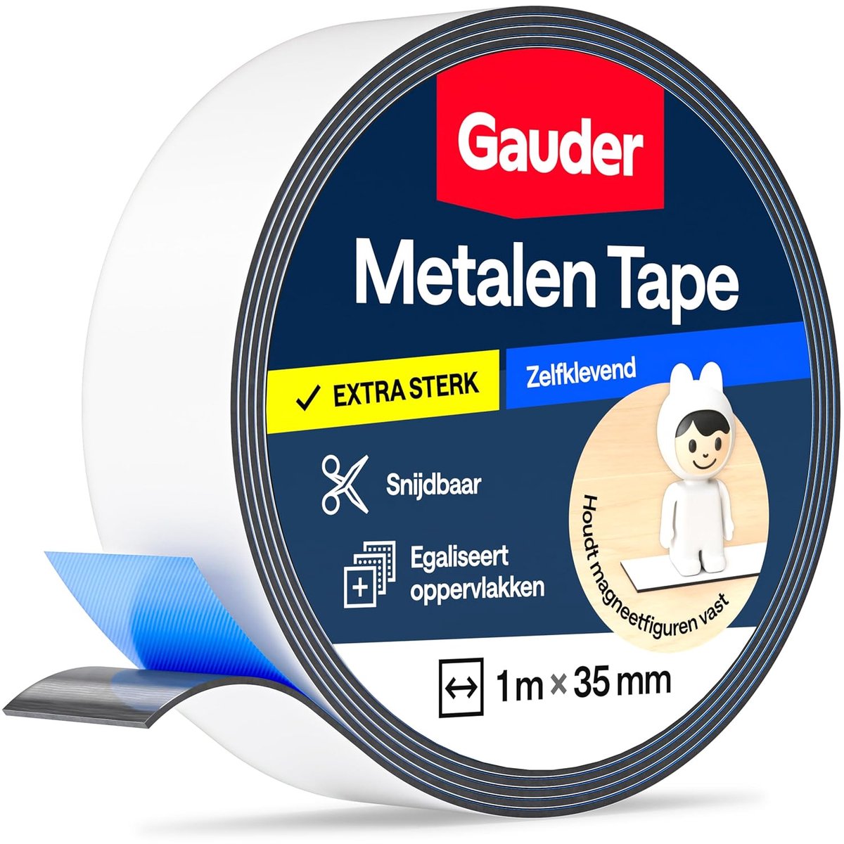 Metaalband - Magneetfolie - Knutselen organiseren - Sterk zelfklevend - 1 meter - Wit