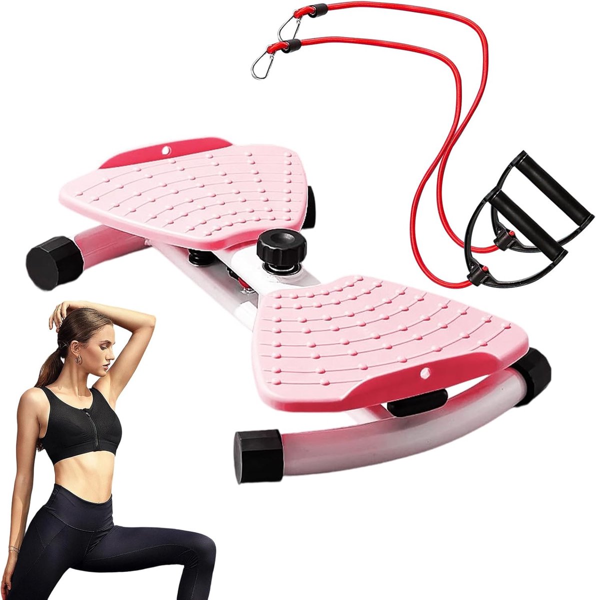 Twist Board - Fitness Trainer - Thuis Lichaamsvorming - Stille Werking Elastieken - 51x34x10cm - Roze
