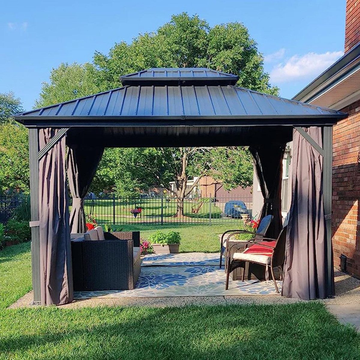Purple Leaf Hardtop pavillon 3,65 x 3 m - gris