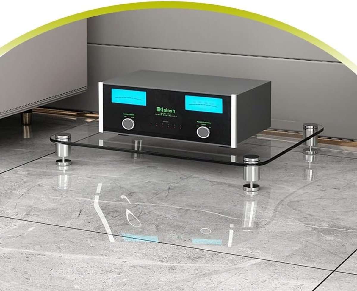 Stereo Kast - Media Rek - Opbergen Apparatuur - Gehard Glas Planken - 4-Tier