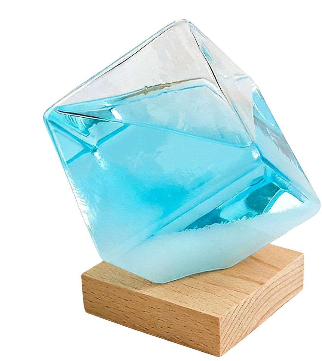 Stormglas Weersvoorspeller - Barometer Decoratie - Weersvoorspelling Binnen - Kubusvorm Met Sokkel - 11x11x14 cm