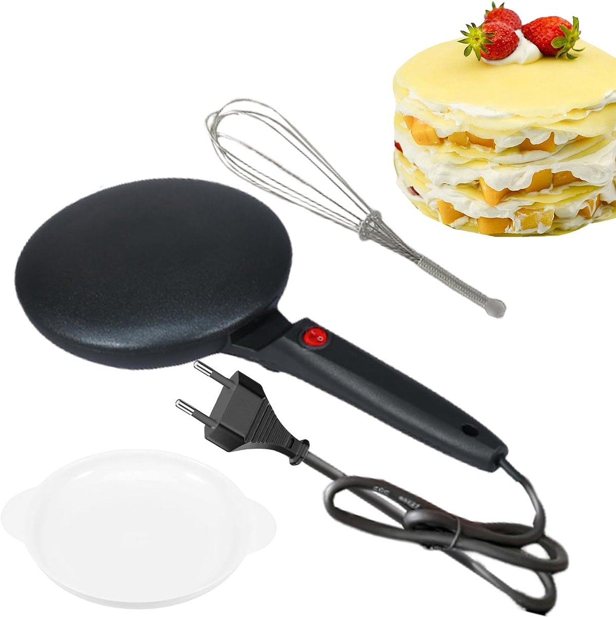 Elektrische Grillplaat Pannenkoekenmachine Snel Ontbijt Maken Anti-aanbaklaag 19 cm Diameter