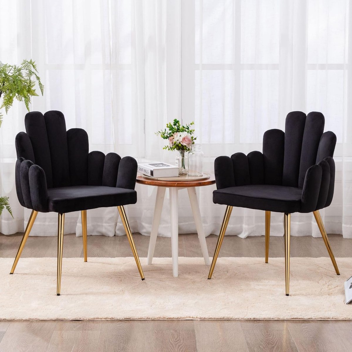 Eetkamerstoelen Set - Keukenstoelen Gestoffeerd - Comfortabel Zitten - Gouden Metalen Pote