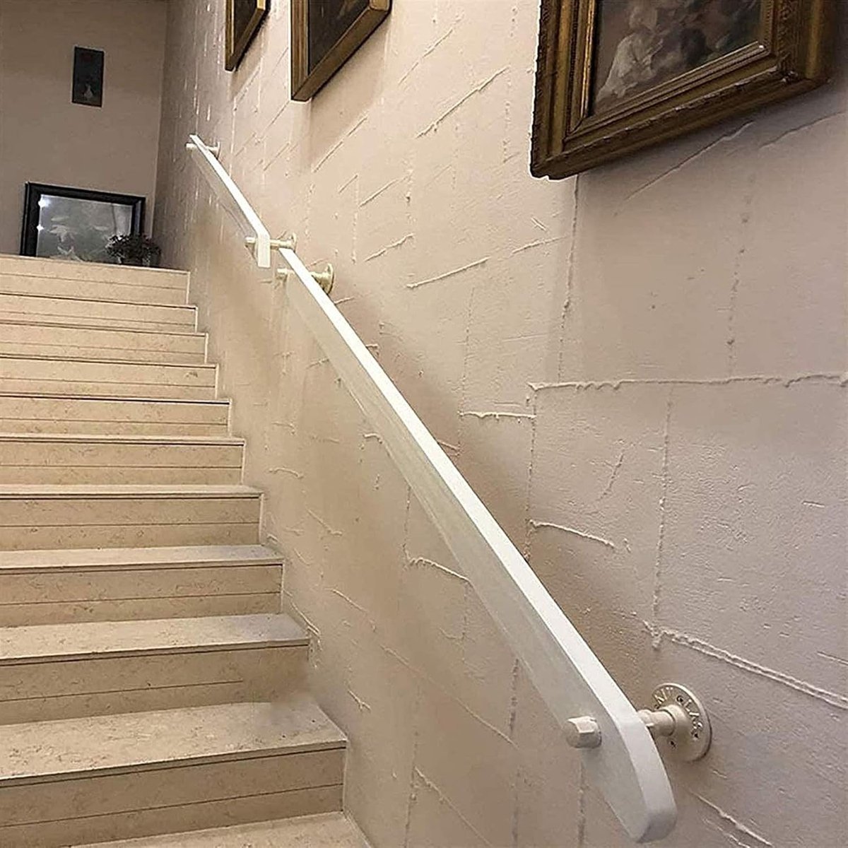 Houten Trapleuning - Veiligheidsleuning Banister - Ondersteuning Trap - 200kg Draagkracht - 50-300cm - Wit