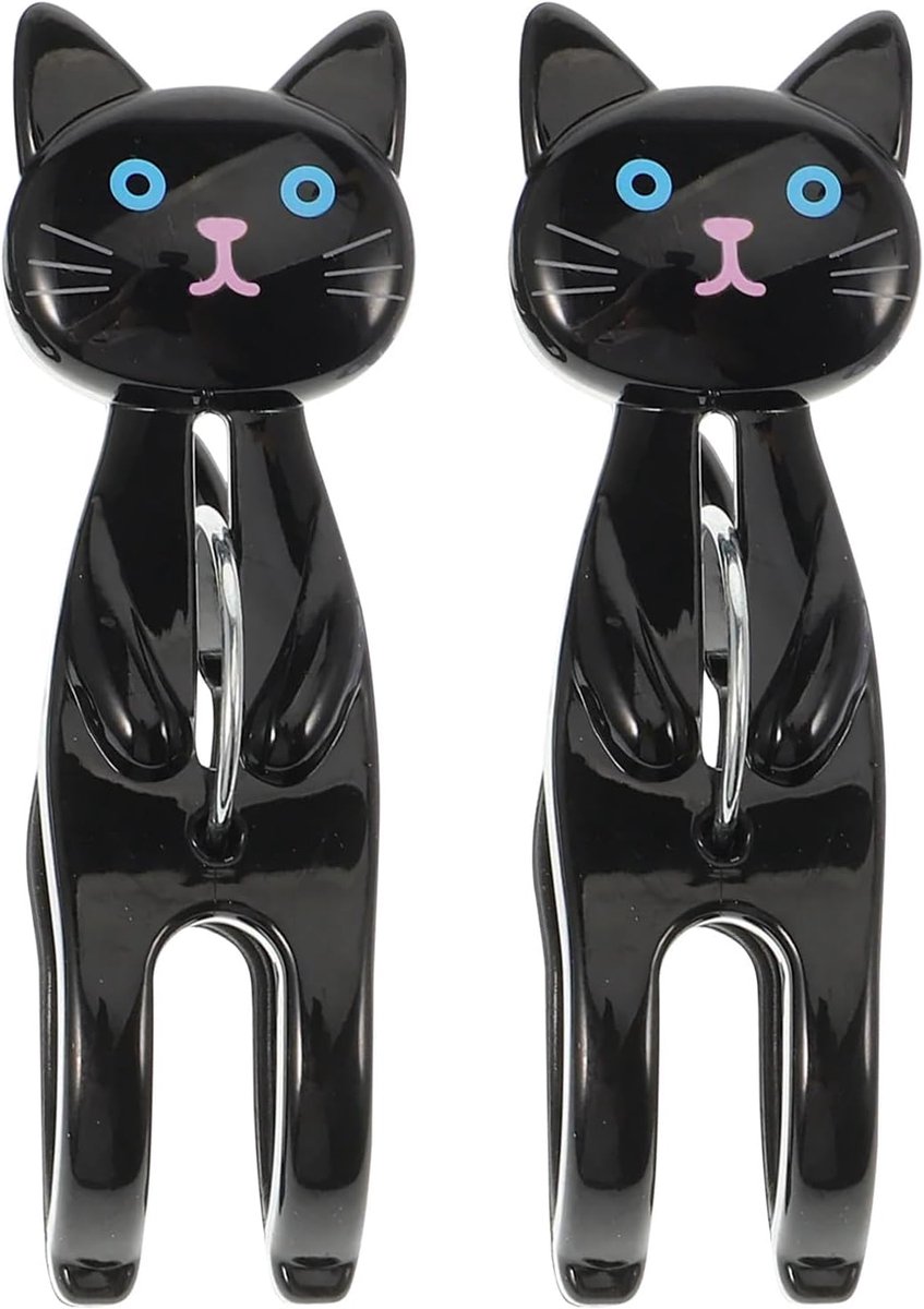 Handdoekclips Katten - Wasknijpers Kleding - Strand Zeker - Antislip Grip - 7.3 cm - Zwart Wit