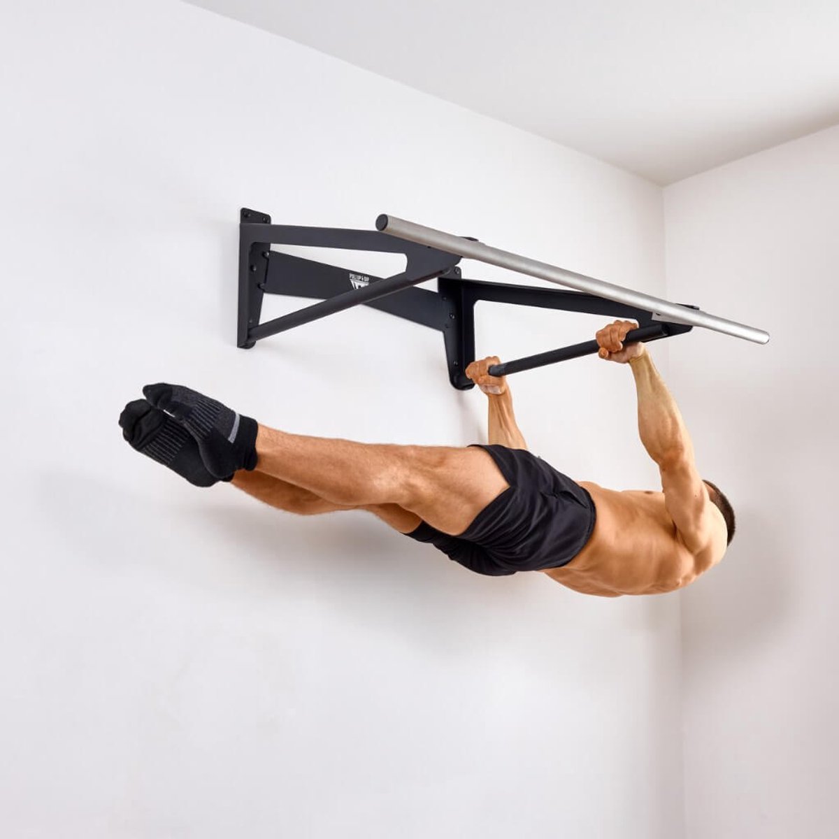 PULLUP & DIP Stainless Steel - Muscle-Up Optrekstang - Extra Muurafstand (80 cm) - Gezandstraald RVS - Belastbaar tot 250 kg thumbnail 4
