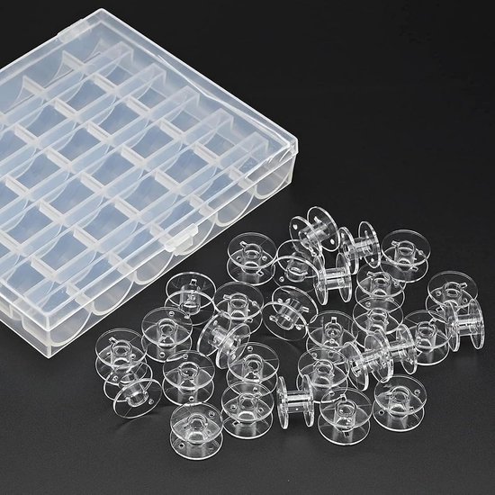 25 stuks - Spoel - Naaigaren Opbergbox - Naaimachine spoel - Spoeltjes voor naaimachines - Kunststof spoel - Organizer Naai Spullen - transparante plastic spoeltjes met spoelhuis - naaimachine accessoires - transparant - 2*2*1 cm — afbeelding 5