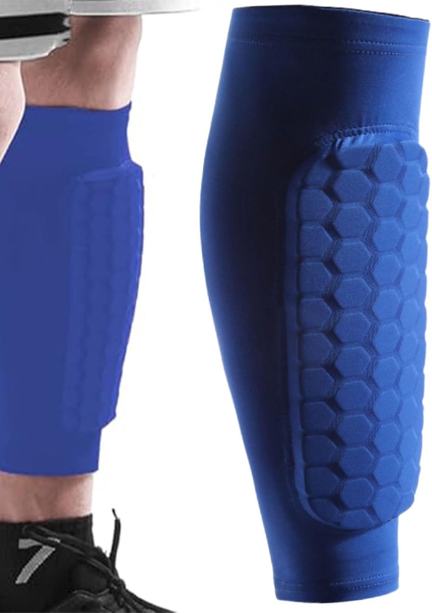 Voetbal Scheenbeschermers - Shin Guards - Sport Bescherming - Lichtgewicht Ademend - Kinder Jeugd Volwassen - Blauw M