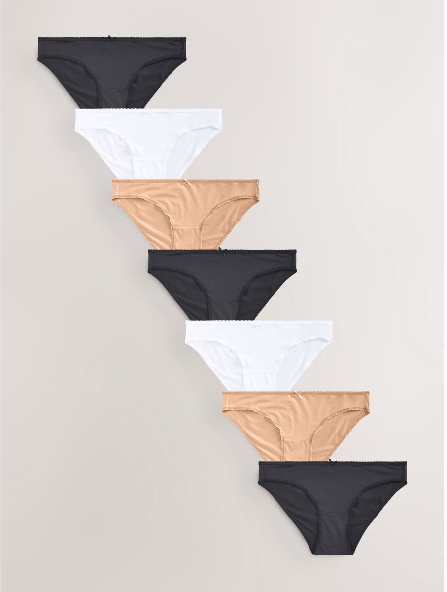 Next - Dames - Set van 7 slipjes van microvezels - Zwart