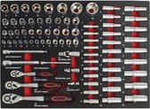 TRUTZHOLM - Profi-gereedschapsinzet - Werkplaatswagen - 80-delig - Steeksleutelset - 51x40x5 cm - rood
