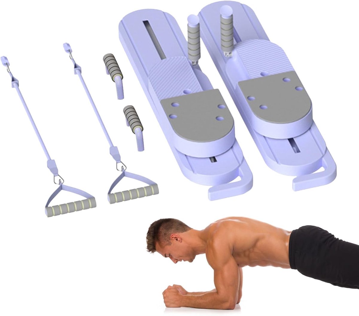 Pilatesbord Thuistraining - Buikspierapparaat Krachttraining - Veelzijdige Fitness - Inklapbaar Gedeeld Design - 75 x 147 cm - Paars