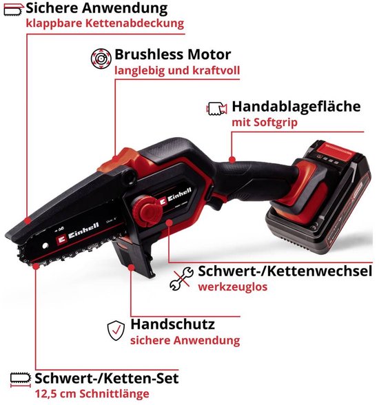 Einhell GE-PS 18/15 Li BL Kit Akku-Astkettensäge Accu-kettingzaag Accu 18 V Lengte mes 158 mm Incl. accu, Incl. oplader van Einhell — afbeelding 5