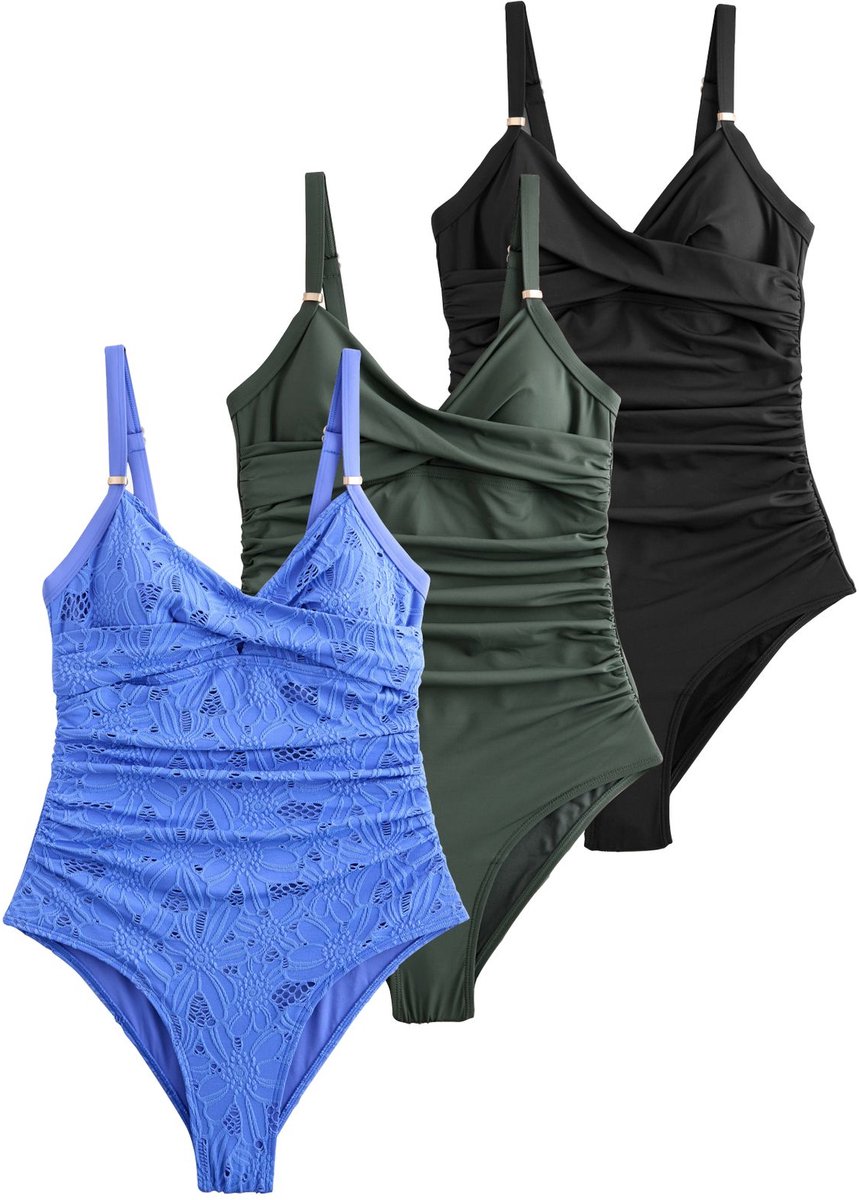 Next - Dames - Set van 3 buikcorrigerende badpakken - Blauw