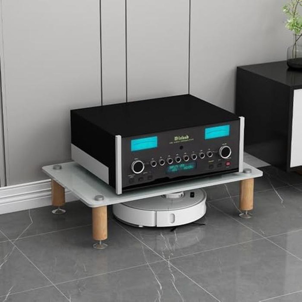 Media Opslag Kast - Audio Rekken - HiFi Opstelling - Gehard Glas Planken - 3/4 Tier - Wit