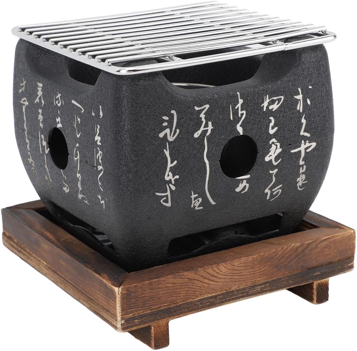 Japanse Grill - Houtskoolkachel - Buiten Koken - Draagbaar Vierkant Ontwerp - 165x145cm - Zwart
