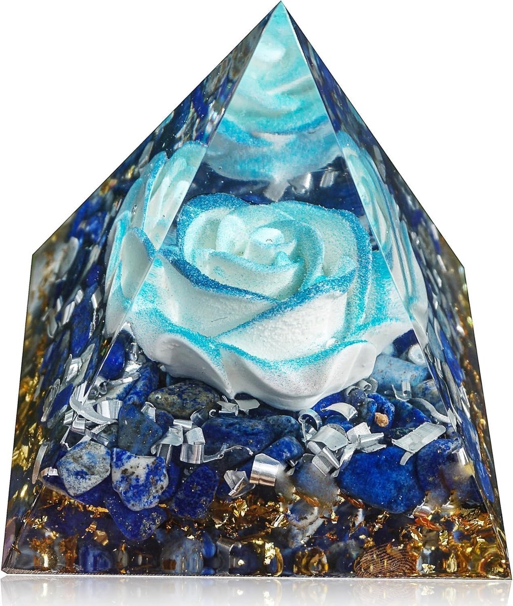 Kristallen Piramide - Energie Piramide - Meditatie Decoratie - Bloem van het leven - 6 x 6 x 6 cm