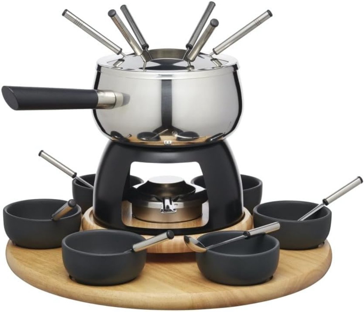 SAVI® Kaasfondue Set - Fondue Set - Fondue - Zilver - 38cm x 38cm x 27cm