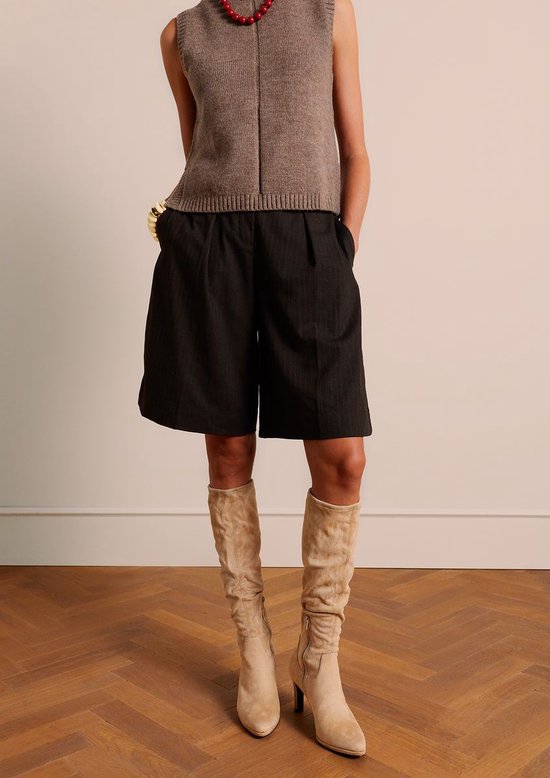 Manfield - Femme - Bottines stretch beiges à talon - Taille 38