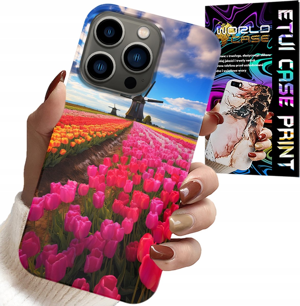 HOESJE VOOR IPHONE 14 PRO MAX - VELD VAN KLEURRIJKE TULPEN, TULP, HOESJE