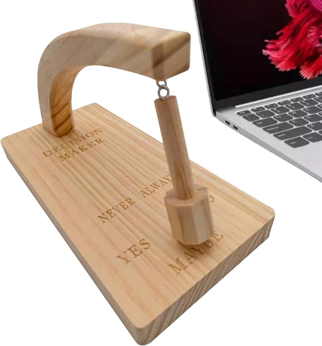 Beslissingsmaker Houten Wiel - Keuzespel - Tafeldecoratie - Magnetische Pendel - 19.89 x 9.98 cm - Natuurlijk Hout