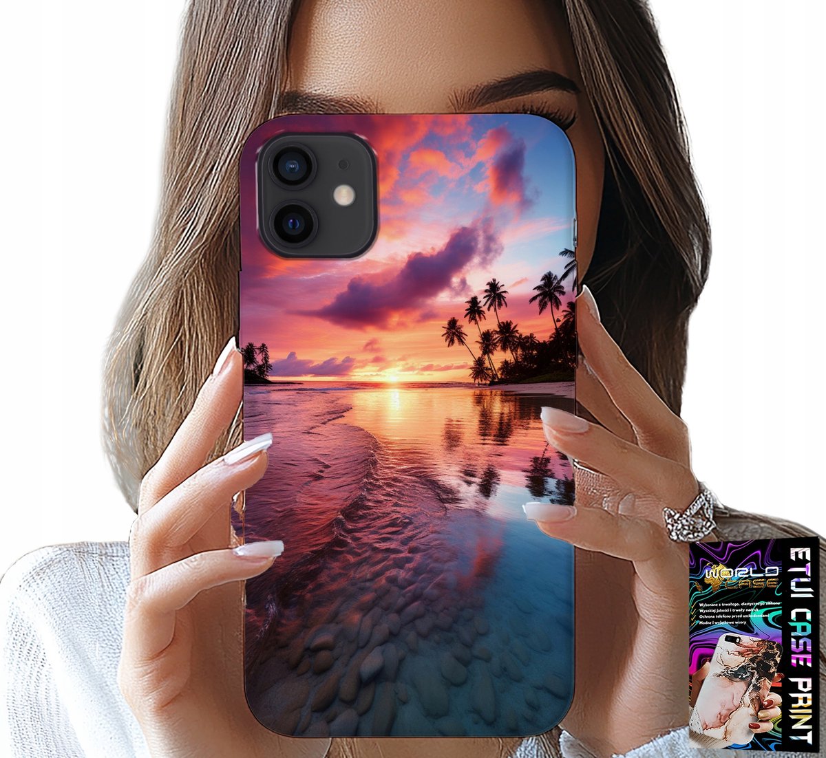 iPhone 12 hoesje - Strandvakantie eiland prachtig uitzicht + glas