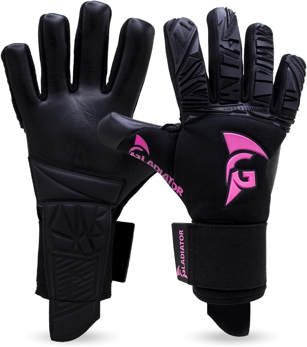 Keepershandschoenen - Doelmanhandschoenen - Voetbal Wedstrijd - Omwikkelde Duim - Maat 11 - Roze Zwart