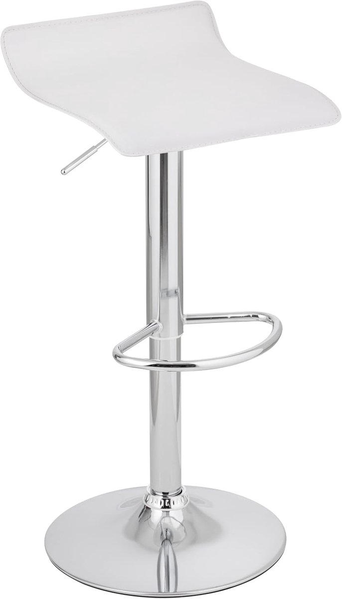 Draaibare barkruk - Verstelbare kruk - Keuken of bar - Verchroomde voet - 59-79 cm hoog - Wit