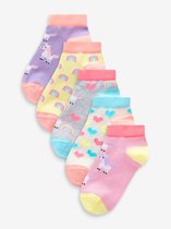Next - Meisjes - Verpakking van 5 sneakersokken met eenhoornprint en hoog katoengehalte - Roze