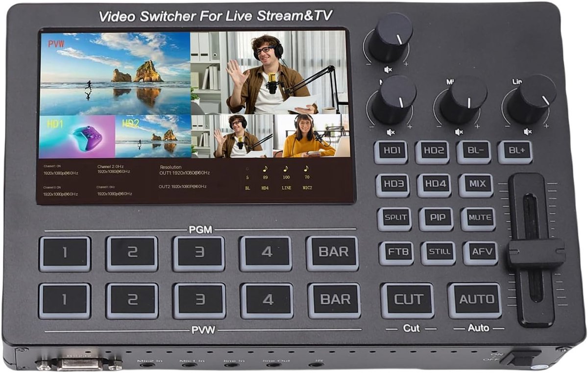 Live Stream Switcher - Video Mixer - Meerdere Camera's - 5-inch Scherm - Compact Ontwerp