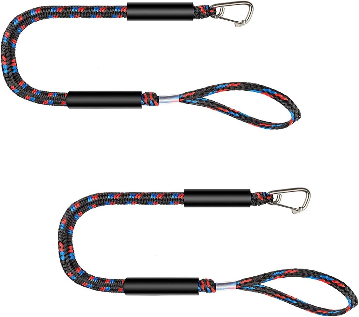 Allecta - Elastisch Bungee Docklijn met Karabijnclip - Drijver voor Boten, Kajak, Jetski - Aanmeertouw met Haken - Gemengde Kleuren