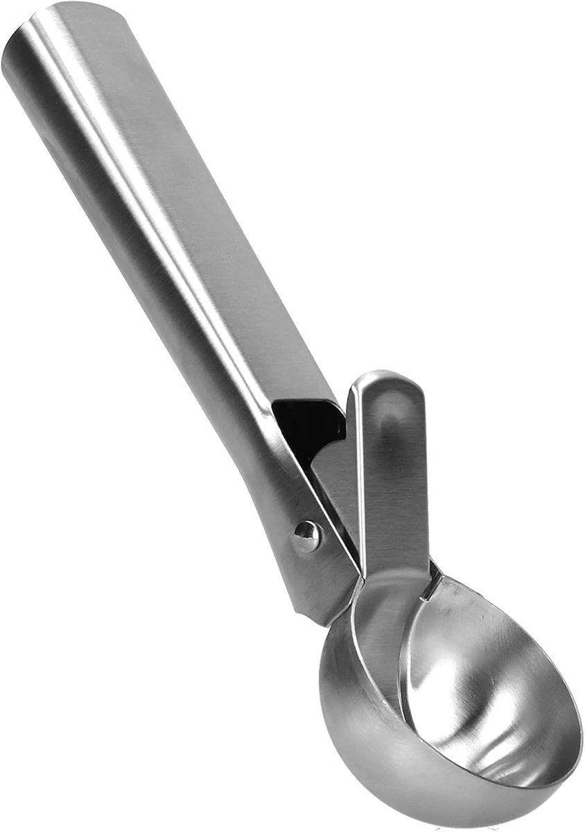 IJsschep - Ijslepel - Fruit Scheppen - Comfortabele Handgreep - 20 cm - Zilver