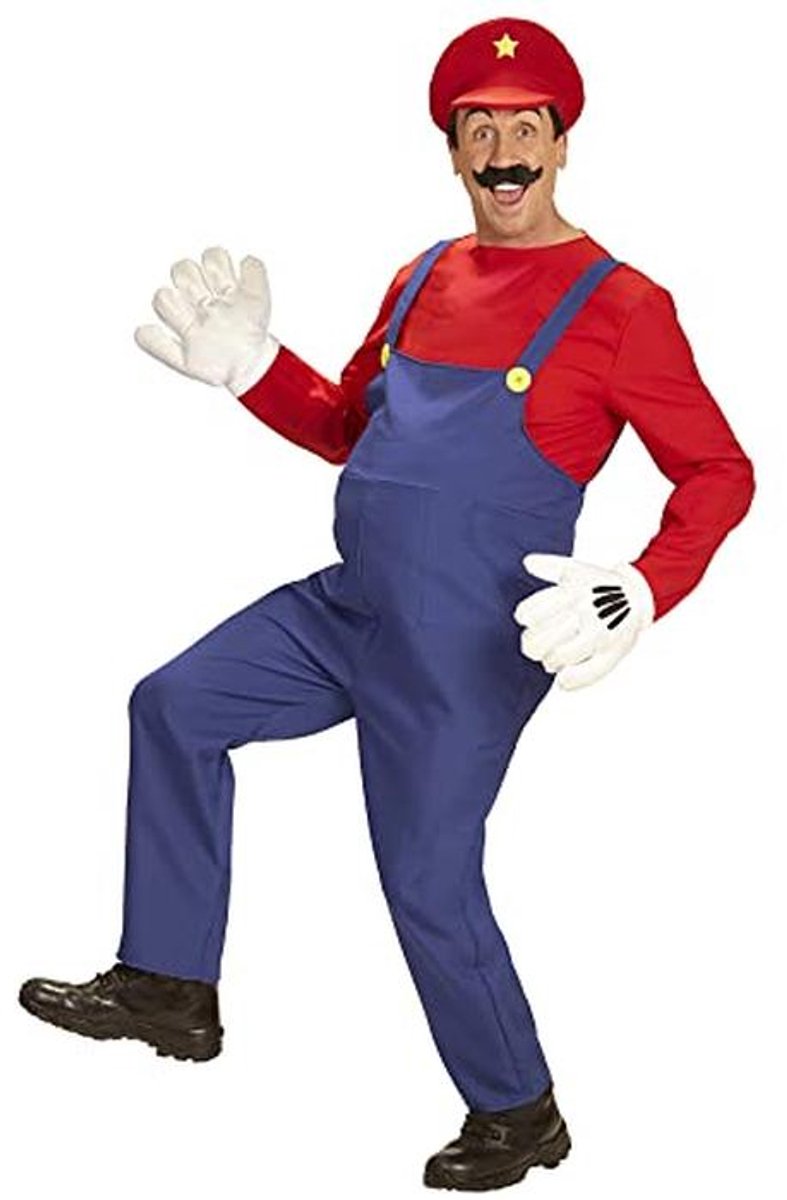 Kostuum Super Loodgieter voor Heren - Jumpsuit, Shirt en Hoed voor Carnaval