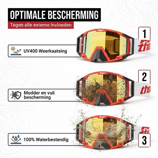 THOR® - Premium Crossbril - Skibril - Antikras Lens - UV-bescherming - Unisex - Rood — afbeelding 3