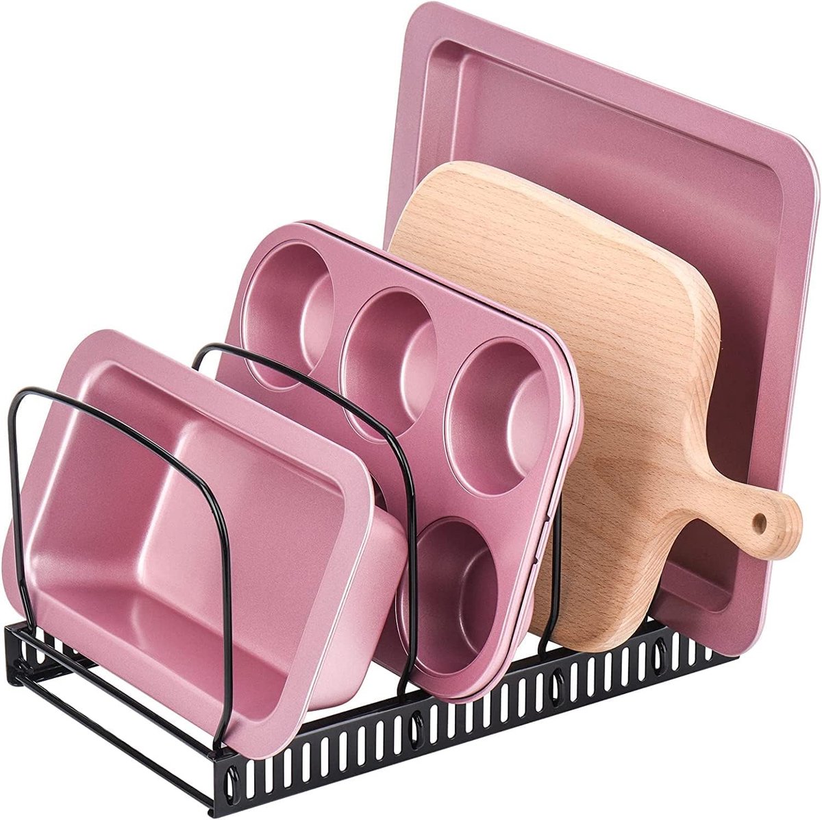 Dekselorganizer voor borden, afdruiprek, dekselhouder, keukenpannendekselhouder, zwart