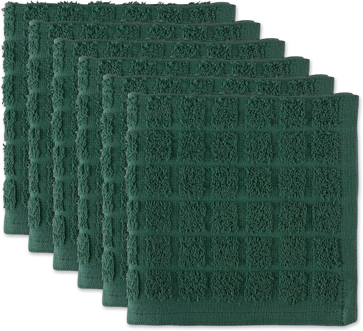 Set van 6 Massieve Katoenen Vaatdoeken – Donkergroen, 30,5 x 30,5 cm