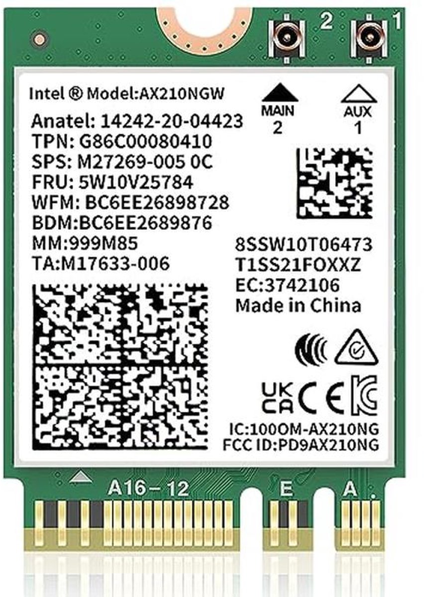 WiFi 6E Netwerkadapter met Bluetooth 5.3 - MU-MIMO Tri-band, Tot 6 GHz