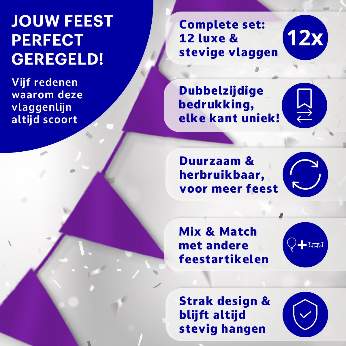 BTH - Slingers - Paars - Slingers Verjaardag - Vlaggenlijn - Verjaardag Versiering - Verjaardag - Vlaggetjes - Decoratie — afbeelding 4