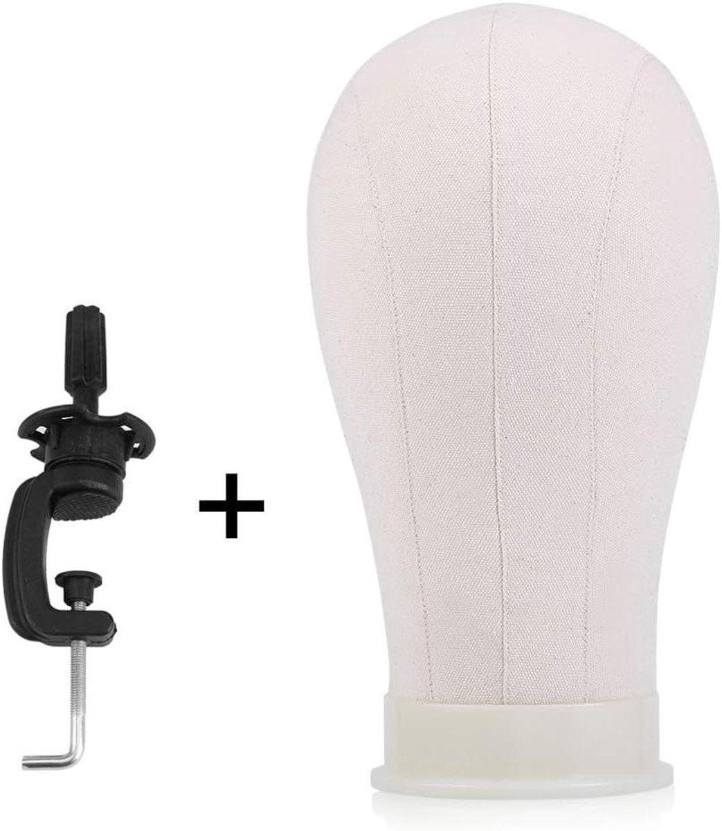 Allecto Plus - Trainingshoofd voor Kappers met Tafelklem - 32cm - Mannequinhoofd voor Pruiken - Oefenhoofd voor Haarstyling