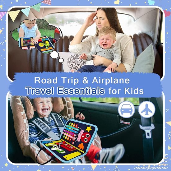 Busy Book voor peuters - Montessori Busy Board met sensorische activiteiten voor het ontwikkelen van fijne motorische vaardigheden, reisspeelgoed voor peuters voor in het vliegtuig of de auto. Cadeau voor jongens en meisjes, educatieve activiteiten van Merkloos — afbeelding 3
