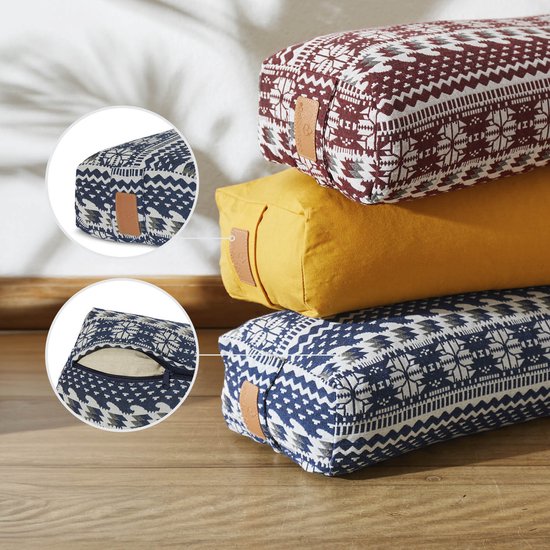 #DoYourYoga - Hoekig Yoga bolster - »Paravati« - Meditatiekussen met bio-organische boekweit schalen vulling - L67 cm & diam.13 cm - Style (1) van #DoYourYoga — afbeelding 5